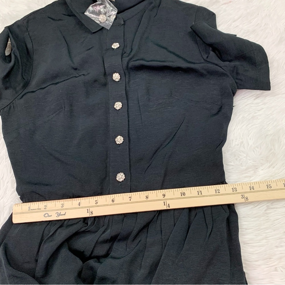 J Crew Collection shirtdress with jewel buttons short sleeve in‎ black - Picture 9 of 11